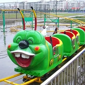 Ganhando Dinheiro Projeto Theme Park Atração 5 Cabines 16 Assentos Elétrico Mini Roller Coaster Slide Worm Train Para Venda