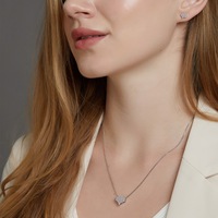 Collier à pendentif en Moissanite avec diamant taille ronde VVS personnalisé Collier en argent sterling 925 avec cœur en Moissanite Cadeau pour fille