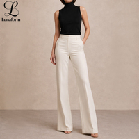 Pantalones de Mujer de Talle Alto, Corte Ajustado y Acampanado, Cintura Alta, Pierna Ancha, Estilo Formal de Oficina, Extra Largos, con Costura Interior Personalizada