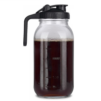 Vente en gros pot de cafetière à infusion froide 64oz en verre épais polyvalent couvercle de bec de pichet de maçon avec filtre en acier inoxydable