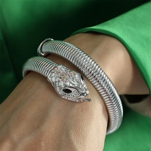 Retro Unisex Wedding Stainless Steel Hologram Zircon Charm <b>Stretch</b> <b>Bracelets</b> Gold Silver - Product Image 4
