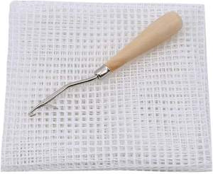 Kit de <span class=keywords><strong>toile</strong></span> de maille d'accrochage de tapis vierge avec outil de crochet de loquet plié en bois, <span class=keywords><strong>toile</strong></span> en <span class=keywords><strong>plastique</strong></span> de kit d'accrochage de tapis - Product Image 1