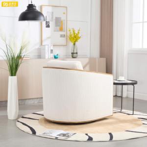 Sofá individual de terciopelo a rayas giratorio de 360 °, silla de espuma de alta densidad para sala de estar, apartamento escolar - Product Image 3