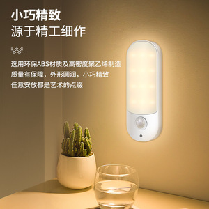 Smart Human Body Sensor Night <b>Light</b> LED Rechargeable Cabinet Wardrobe Table Lamp Warm White USB Power Strip Design - Product Image 3