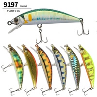 Leurre de pêche japonais submergé Mino 55mm/3.5g pour poisson blanc et noir, leurre artificiel bionique dur 9197