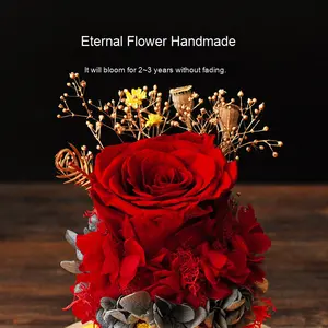 Rose Vere Conservate per Sempre in Cupola di Vetro, Lunga Durata 3-5 Anni, Decorazione da Interni, Miglior Regalo per Mamma, Moglie, Fidanzata, <span class=keywords><strong>Migliore</strong></span> Amica, Nonna - Product Image 3