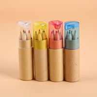 Vente en gros en usine de crayons de couleur en bois naturel crayons pour enfants ensemble de dessin mini crayons de couleur ensemble avec taille-crayon