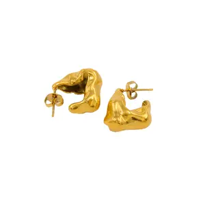 CONRAN KREMIX Thick Gold Chunky Hoop Earrings Lightweight Open Hoops For Girls