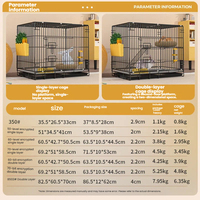 Jaula Metálica Plegable de Doble Capa para Conejos, Uso Interior/Exterior, Jaula Grande/Pequeña con Malla Encriptada de 2cm y Bandeja de Plástico