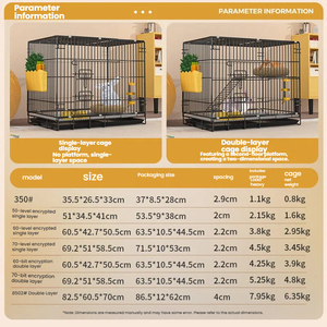 Cage à lapins pliable à double couche en métal robuste, pour usage intérieur/extérieur, grande/petite, avec grille de 2 cm et plateau en plastique. - Product Image 3