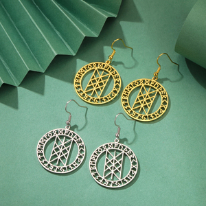 Pendientes Colgantes con Runas Vikingas para Mujeres y Niñas, Acero Inoxidable, Joyería con Amuleto del Tejido Nórdico del Wyrd, Regalo para el Día de San Valentín - Product Image 1