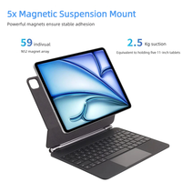 Magic Keyboard untuk iPad Pro 11/10.9-inci, Penutup Magnetik Tipis, Trackpad Multi-Touch, Lampu Latar RGB, Logo Kustom, Bersertifikasi FCC/ROHS