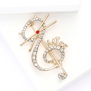 Bonito broche de aleación con diamantes de imitación, diseño de gato y <span class=keywords><strong>clave</strong></span> de sol, de la serie <span class=keywords><strong>musical</strong></span> de moda, accesorio de pin de solapa para instrumentos musicales - Product Image 4