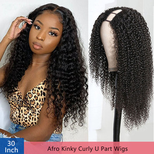 Perruque U-Part WXJ <span class=keywords><strong>Longhair</strong></span> Kinky Straight, prête à porter, sans colle, en cheveux humains, style Yaki Straight - Product Image 4