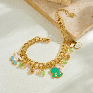 Cute Cartoon Dinosaur Pendant Double Chain Zinc Alloy Bracelet For Children Gift Jewelry - Product Image 3
