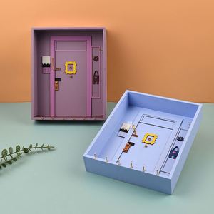 Wholesale Creative Home Decor Modern Simple Wall Mounted Key Storage Rack Door <b>Hook</b> Entryway Purple Box Wooden Craft Wall <b>Shelf</b> - Product Image 1