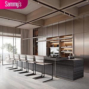 Îlot de <span class=keywords><strong>cuisine</strong></span> modulaire intelligent moderne Sammy avec armoire de rangement, style luxueux écologique, laque UV anti-rayures durable - Product Image 1