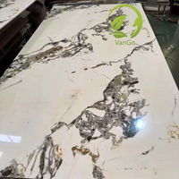 Panel de Pared Plano de Fibra de Bambú con Efecto Mármol PET, Panel de Pared de Chapa de Madera WPC, Tablero de PVC