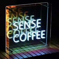 Enseigne personnalisée infinie illuminée 3d enseigne lumineuse au néon en verre 3d RVB lumière LED miroir infini pour la décoration