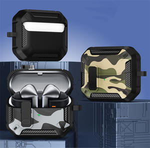 Funda Protectora de Fibra de Carbono con Camuflaje para <span class=keywords><strong>Samsung</strong></span> Galaxy Buds 3 Pro / Buds 3 / Buds 3 EF, Carcasa de TPU y PC con Gancho - Product Image 1