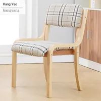 Kangyao Chaise de salle à manger en bois massif Tissu nordique Design moderne simple avec dossier solide Fauteuil pour la maison Hôtel Loisirs