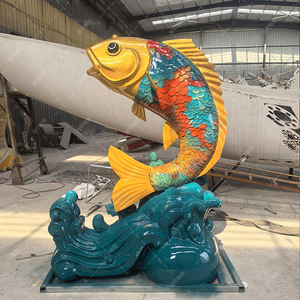 Escultura de Koi de Acero Inoxidable a Gran Escala Personalizada para Exteriores, Figura Decorativa de Animal para Montar en el Suelo, para Parques y Escuelas - Product Image 2