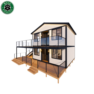 Casa Prefabricada de Acero Ligero de Dos Pisos de Rápido Montaje, Fácil Instalación, Alojamiento Turístico con Paneles de Pared Blancos y Balcón de Vidrio - Product Image 1