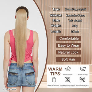 Extensiones <span class=keywords><strong>de</strong></span> Cabello Juliana <span class=keywords><strong>Coletas</strong></span> Sintéticas con Cordón Ajustable Postizos <span class=keywords><strong>de</strong></span> Fibra Kanekalon Futura Afro Yaki Liso al por Mayor - Product Image 2