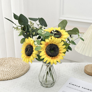 Ramo de Girasoles Artificiales de Tela de Seda, Alta Simulación, Decoración para el Hogar, Accesorios de Fotografía - Product Image 3