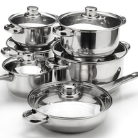 Ensemble d'ustensiles de cuisine 5 couches plus grande taille, bol à soupe antiadhésif, ustensiles de cuisine Induction 5 pièces, rose chaud, ustensiles de cuisine sans eau en acier inoxydable