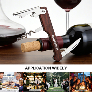 Sacacorchos de Madera para Vino, Diseño 3 <span class=keywords><strong>en</strong></span> 1, con Logotipo Personalizado para Vino Tinto, Venta al Por Mayor del Fabricante - Product Image 6