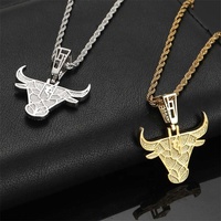 Bijoux hip hop couleur or véritable dernier style avec zircon et collier pendentif tête d'animal en laiton