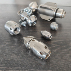 Amjet thép không gỉ Turbo Quay vòi phun thiết lập làm sạch 50-600mm Đường kính ống tùy chỉnh giao diện để làm sạch đường ống thoát nước. - Product Image 1