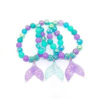 Bracelets en perles acryliques faites main, 1 pièce, bracelet à breloques sirène en résine arc-en-ciel pour filles, cadeaux d'enfants