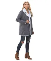 Chaqueta de mezclilla con piel de imitación para mujer, abrigos femeninos de longitud media, más gruesos, de color sólido, 2021