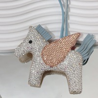 Petit Pégase créatif en cuir pour le bricolage, pendentif de sac de poney en strass, ange volant, cheval, porte-clés, accessoires de bijoux, vente en gros