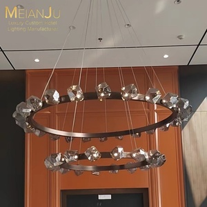 Zhongshan Modern Premium Hanging Pendant Light Smoked Grey Faceted Glass Chandelier para Hotel Restaurant Living Room Lighting - Product Image 4