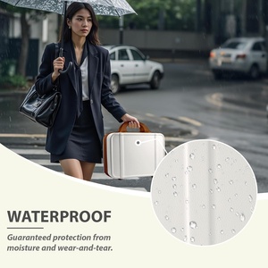 Estuche de tren de carcasa dura de viaje portátil para <span class=keywords><strong>mujer</strong></span> de 14 pulgadas, <span class=keywords><strong>Neceser</strong></span> de maquillaje ABS, Mini organizador de cosméticos, maleta con bandas elásticas - Product Image 4