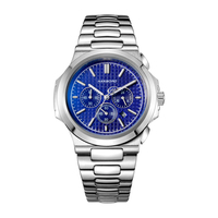 Montre automatique à quartz pour homme de la marque HANBORO, élégante et dynamique, avec bracelet en acier inoxydable et cadran en verre de 42 mm