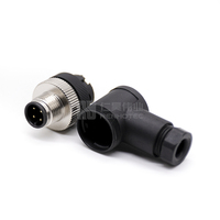 Connecteur M12 en nylon IP67 étanche à 4 broches, cosses circulaires d'aviation à angle droit, avec verrouillage par vis