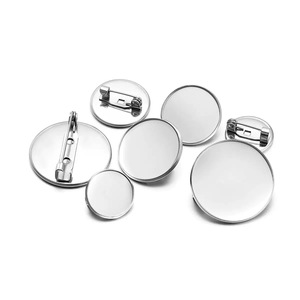 Base de broche ronde en acier inoxydable avec épingle et fermoir pour la fabrication de bracelets, composant de bijoux DIY - Product Image 1