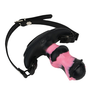 Consolador de caballo con correa de cuero ajustable con mordaza de boca, juguete sexual <span class=keywords><strong>para</strong></span> juego de pareja, bozales de boca de engranaje de Bondage - Product Image 3