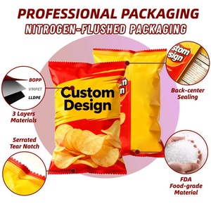 Custom Printed Logo Aluminum Foil Back sealed <b>Plastic</b> Mylar <b>Bag</b> Snack Potato Plantain Chips Puffed Food <b>Packaging</b> <b>Bags</b> - Product Image 3