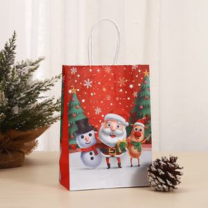 Caja impresión compras Santa Claus <span class=keywords><strong>padre</strong></span> regalo de Navidad papel bolsa de transporte embalaje con asa - Product Image 4