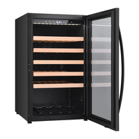 Meilleure vente avec étagères amovibles, ventilateur de refroidissement, refroidisseur de vin, porte en plastique SS/noir, compresseur en bois de hêtre, réfrigérateur 113