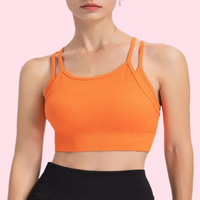Soutien-gorge de sport à séchage rapide pour la course et le fitness Couleur unie avec sangles antichoc Y-Line et coussinets fixes Soutien-gorge d'entraînement pour le dos croisé