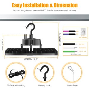 US stock <b>led</b> workshop <b>light</b> factory bay <b>light</b> <b>led</b> high bay <b>lights</b> garage bay <b>light</b> <b>led</b> warehouse lighting - Product Image 2