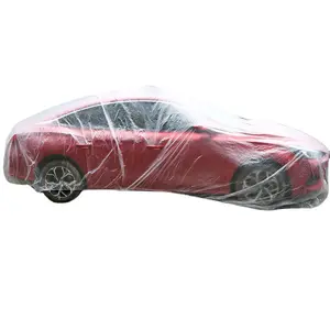 Alta Qualidade Descartável Plástico Car Cover Pe Transparente Descartável Dustproof Water-proof Protective Car Covers