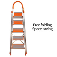 Escabeau pliant portable moderne en acier inoxydable robuste avec marches antidérapantes, échelle domestique, capacité 150 kg, 6 marches, pour l'école