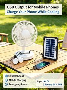 Ventilateur solaire LED économique pour voiture, ventilateur électrique et solaire portable avec USB et lumière - Product Image 1